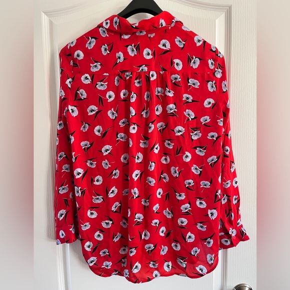 Ann Taylor Red and White Floral Blouse - L - Picture 3 of 6